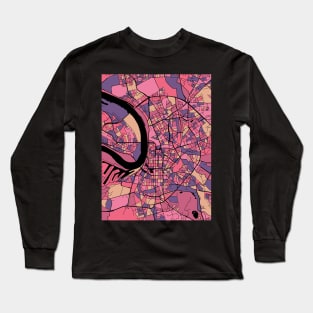 Dusseldorf Map Pattern in Purple & Pink Long Sleeve T-Shirt